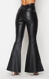leather bell bottom pants