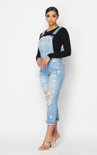 boyfriend distressed overalls