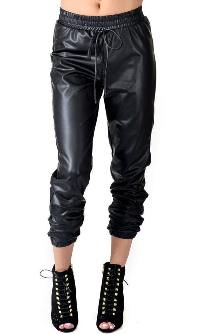 pleather joggers womens