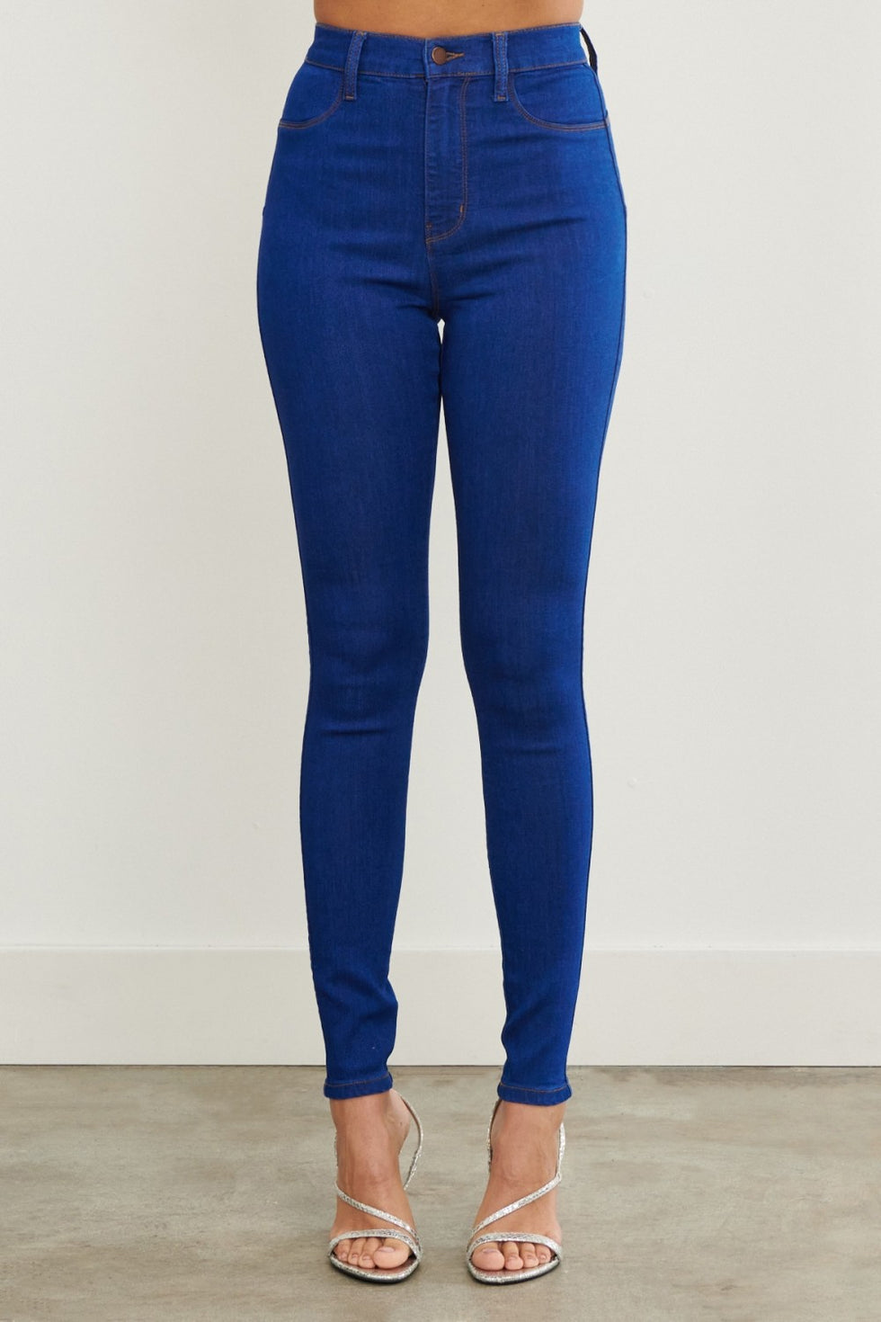 Vibrant Super High Waisted Skinny Jeans Blue