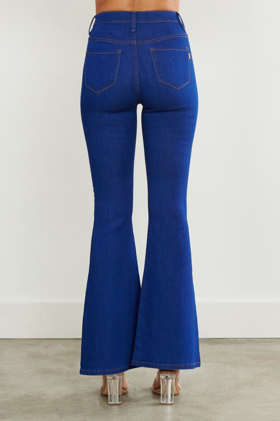 Vibrant Super High Waisted Flare Jeans - Blue – SohoGirl.com