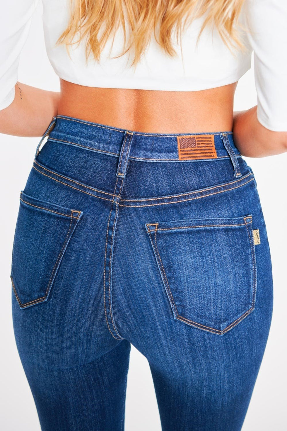 Vibrant Super High Waisted Skinny Jeans - Dark Denim â SohoGirl.com