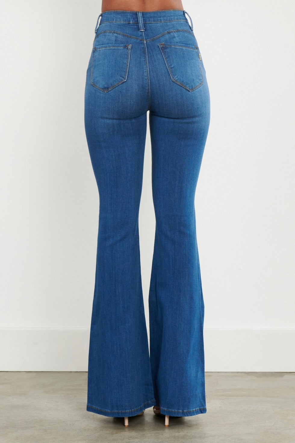 Vibrant Super High Waisted Curvy Flare Jeans - Medium Denim – SohoGirl.com