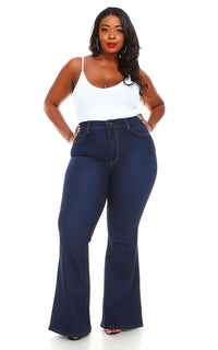 plus size high waisted bell bottom jeans
