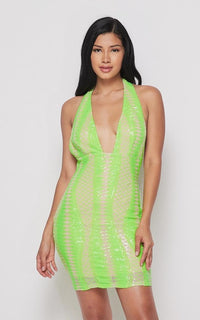 neon green sequin dress