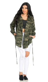 Draped Hooded Jacket in Camouflage – SohoGirl.com