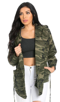 Draped Hooded Jacket in Camouflage – SohoGirl.com