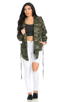 Draped Hooded Jacket in Camouflage – SohoGirl.com