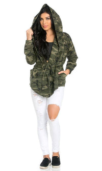 Draped Hooded Jacket in Camouflage – SohoGirl.com