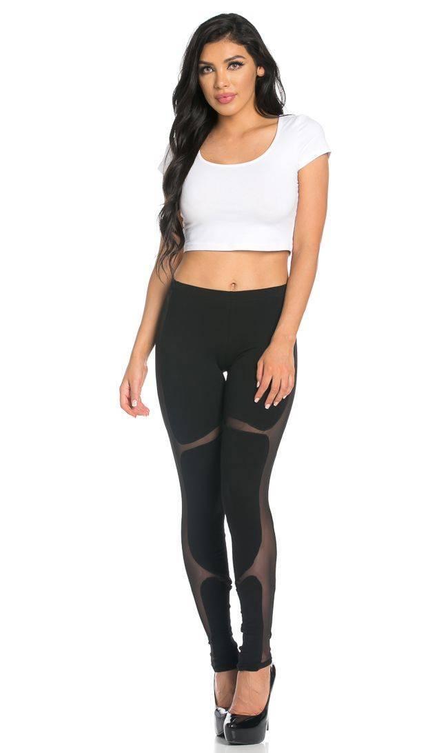 Mesh Insert High Waisted Sport Leggings in Black – SohoGirl.com