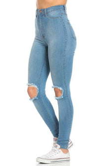 Ripped Knee Super High Waisted Skinny Jeans Plus Sizes Available Li Sohogirl Com