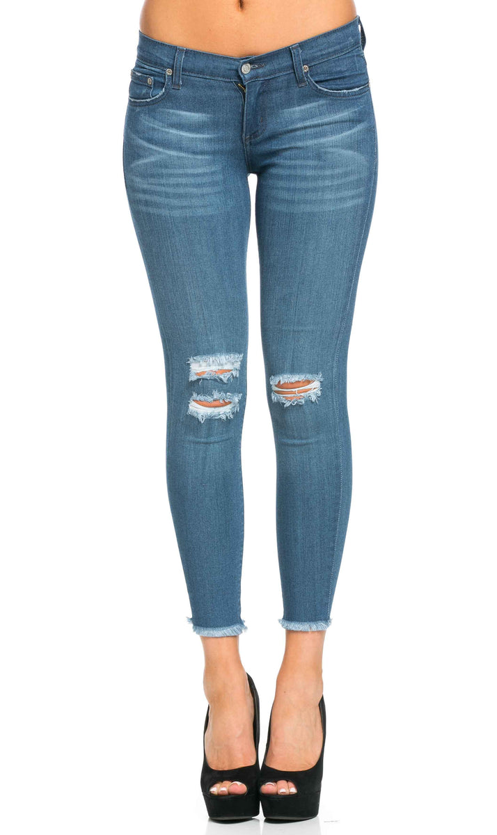 Distressed Ankle Cut Skinny Jeans (Plus Sizes Available) – SohoGirl.com