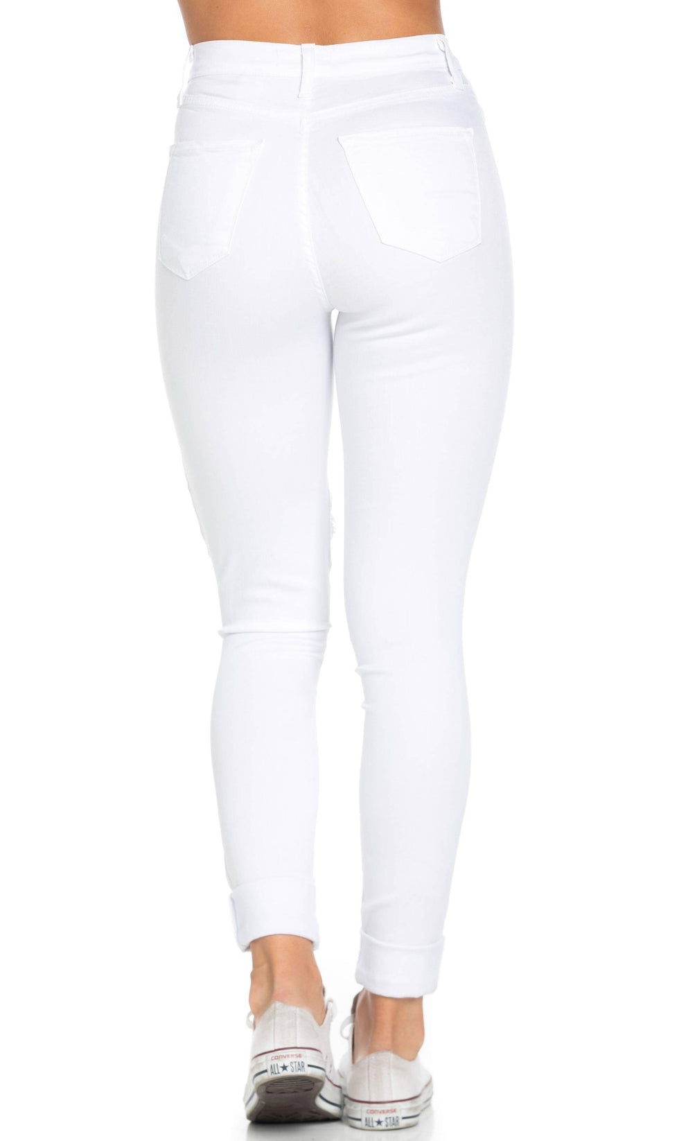 High Waisted Distressed Skinny Jeans in White (Plus Sizes Available ...