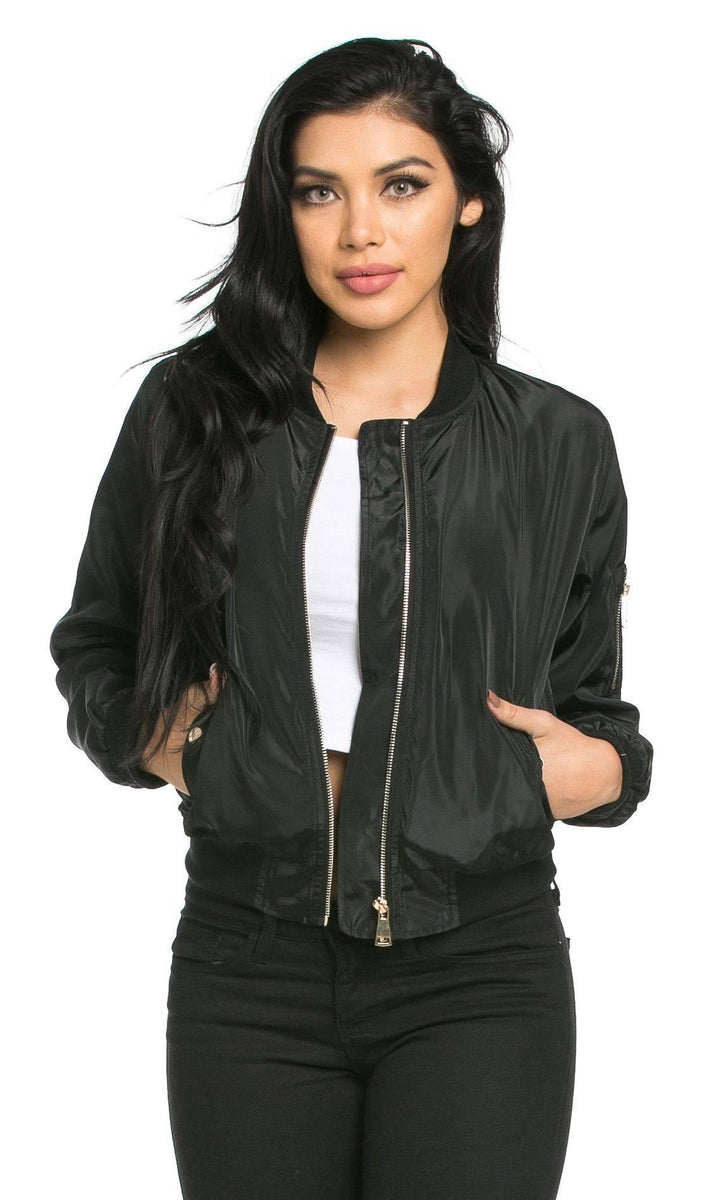 Lightweight Spring Bomber Jacket in Black – SohoGirl.com