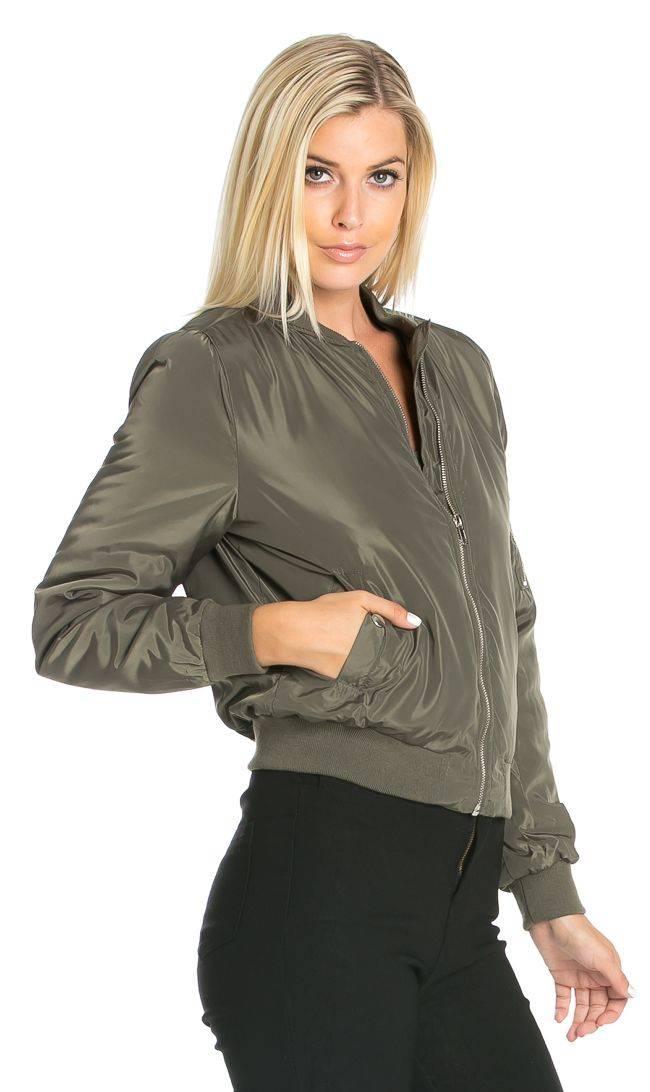 Classic Puffy Bomber Jacket in Olive – SohoGirl.com