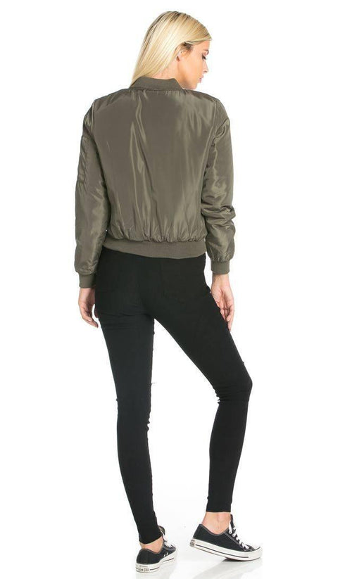 Classic Puffy Bomber Jacket in Olive – SohoGirl.com