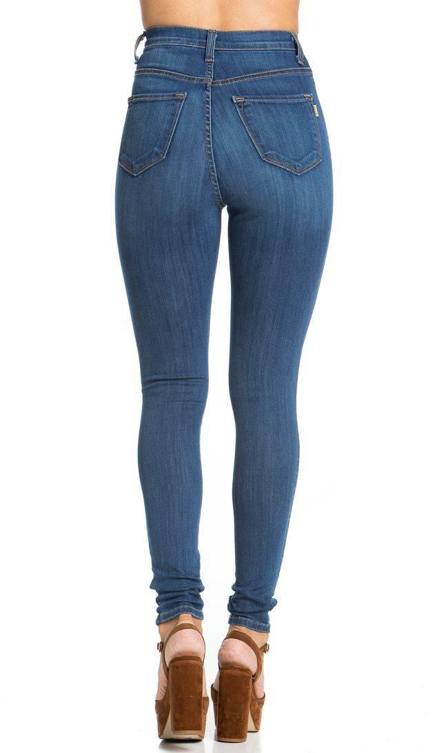 5-Button High Waisted Skinny Jeans- Blue – SohoGirl.com