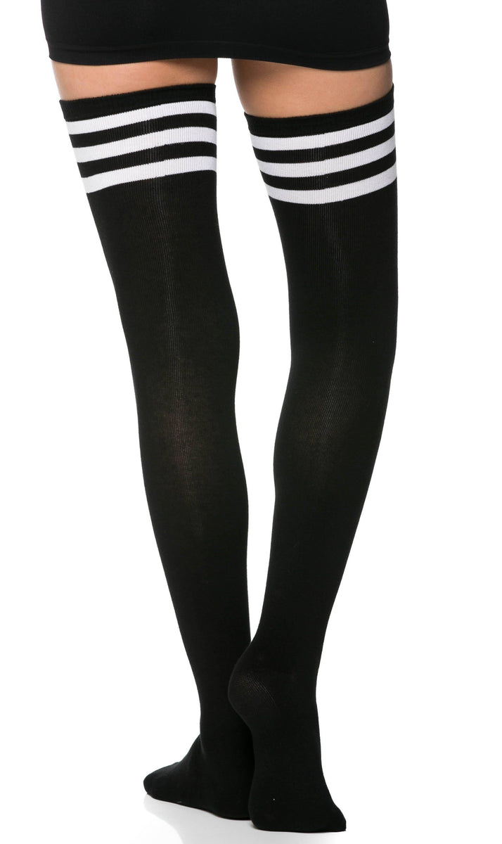 Collegiate Striped Thigh High Socks in Black – SohoGirl.com