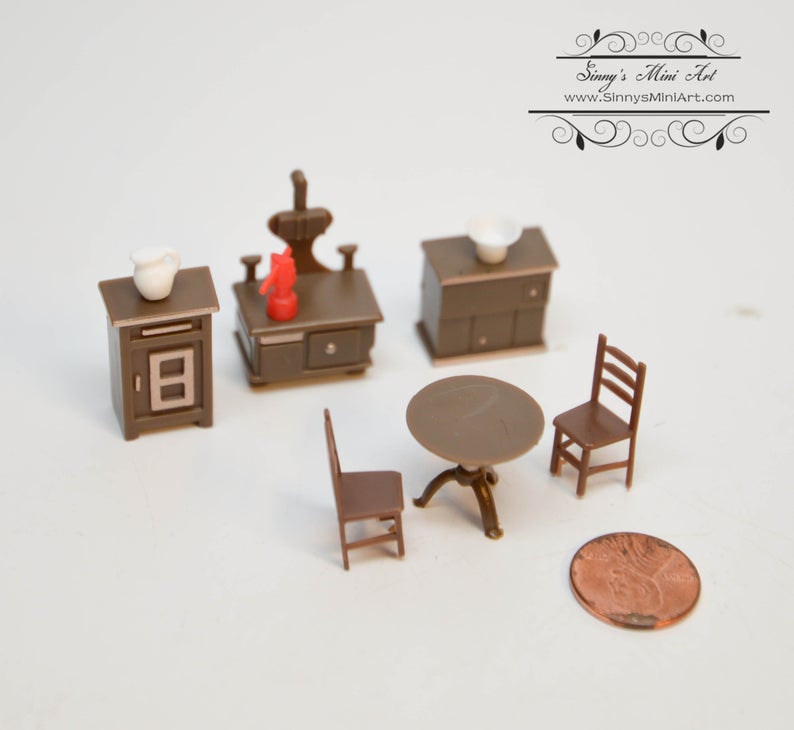 1:144 Laser Cut Dollhouse Four Room Furniture Kit / SMA HS004