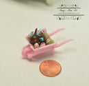 1:12 Dollhouse Miniature Easter Chocolate Bunny in Pink Cart TGADM A002