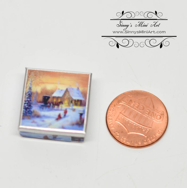 1:12 Dollhouse Miniature Country Winter Scene Tin BD B266