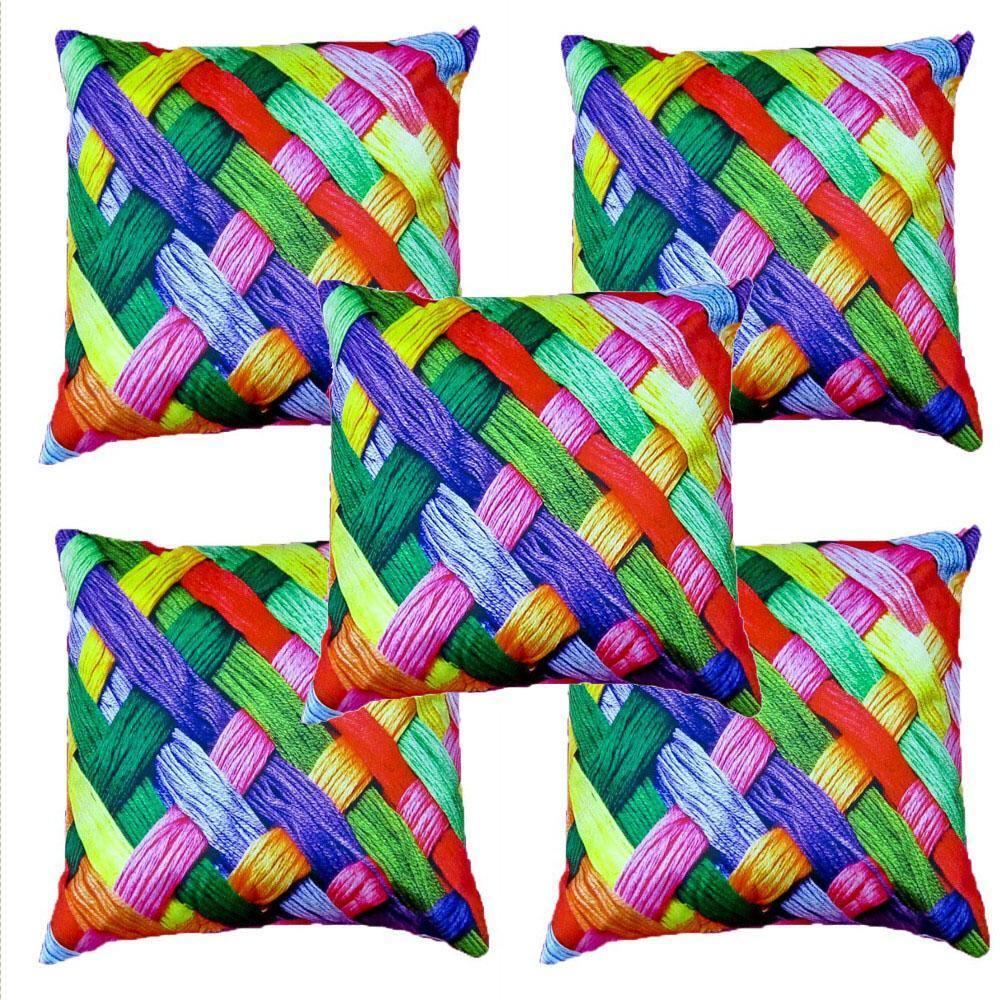 BALLEY Dot Jute Decorative Multicolored Throw Pillow Cover Bedroom & Living  Room Cushion Cover Set Sofa 16 X 16 Inches (Set of 5), (Multicolour)