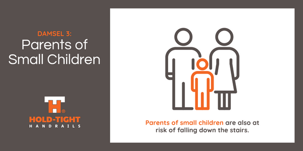 graphic of parents with small children, damsel #3