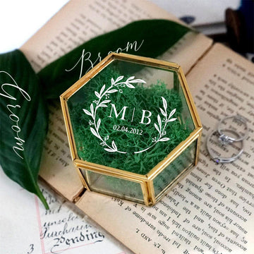 Personalized Custom Ring Box Geometric Permanent Wedding Gift Transparent Glass Jewelry Box Storage Box Wedding Decoration