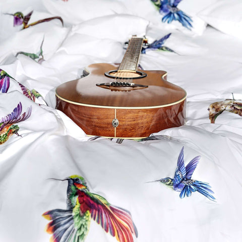 bed linen with birds pattern