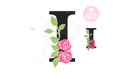 Rose Floral Alphabet svg, Letter L Rose Flower svg