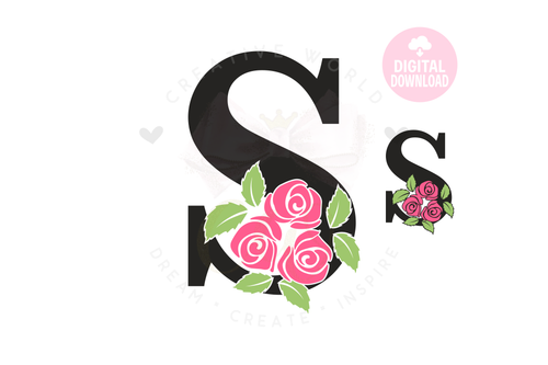 Rose Floral Alphabet svg, Letter L Rose Flower svg