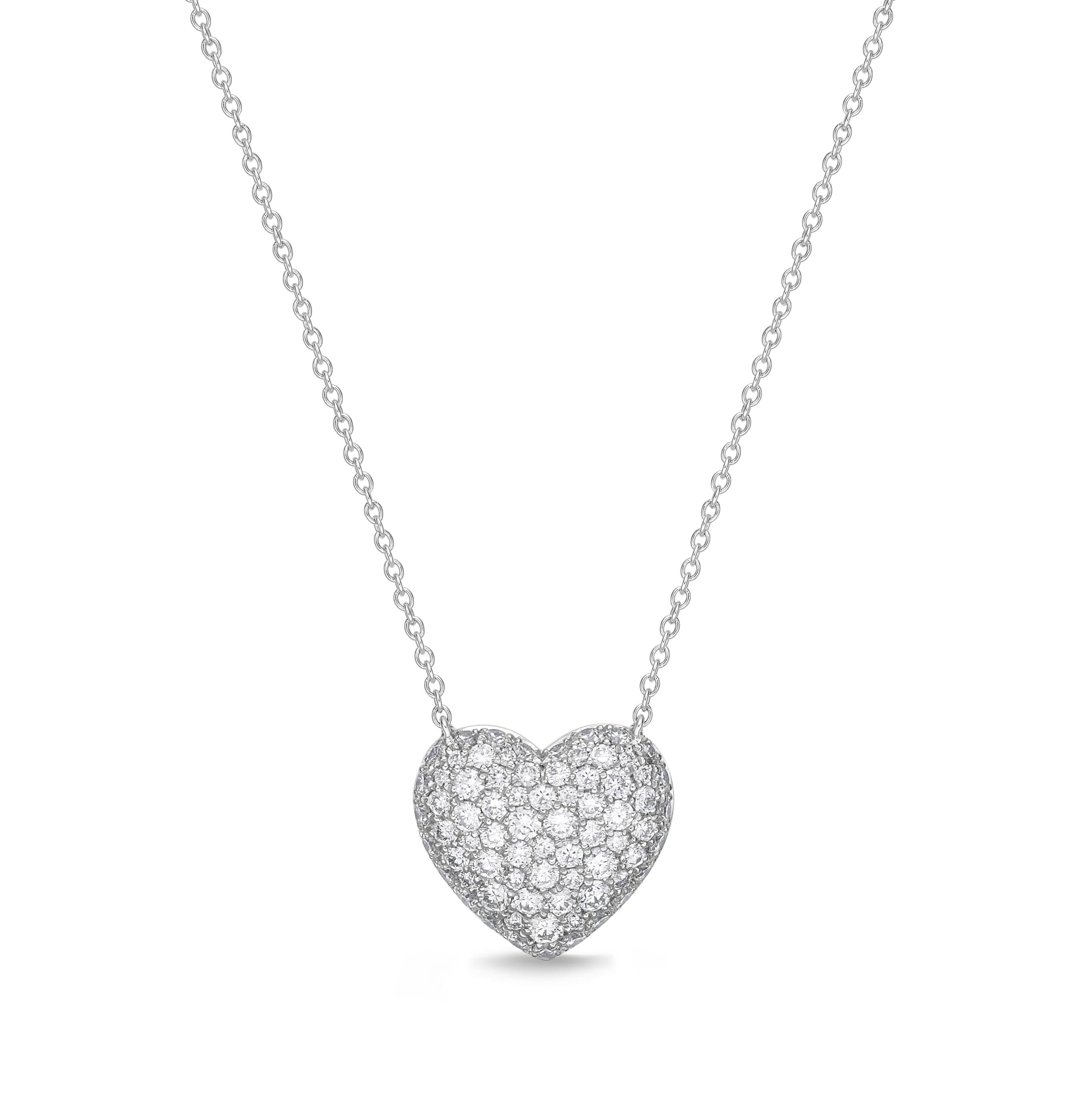 Diamond Pave Heart Pendant in 18K White Gold .50ct – Michaels Jewelers