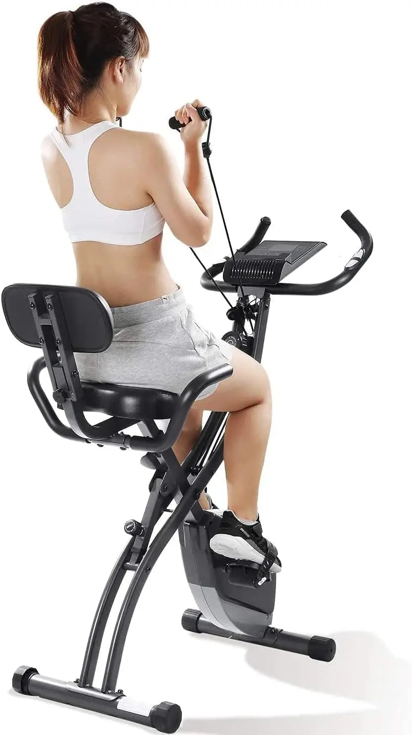 Exercise Bike Folding Magnetic Upright Stationary with Pulse Sensor Monitor