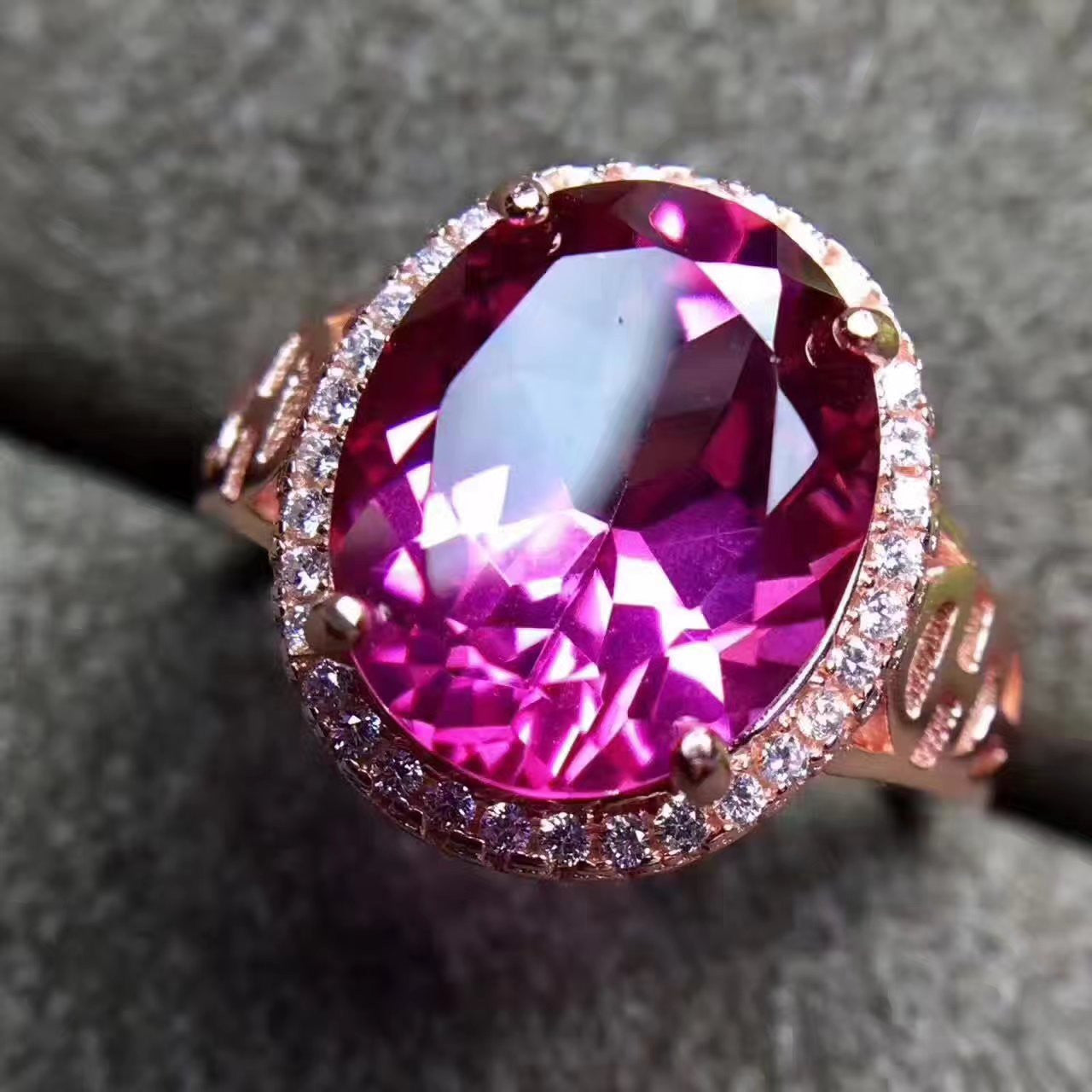 Pink topaz sterling silver free size ring – MOWTE