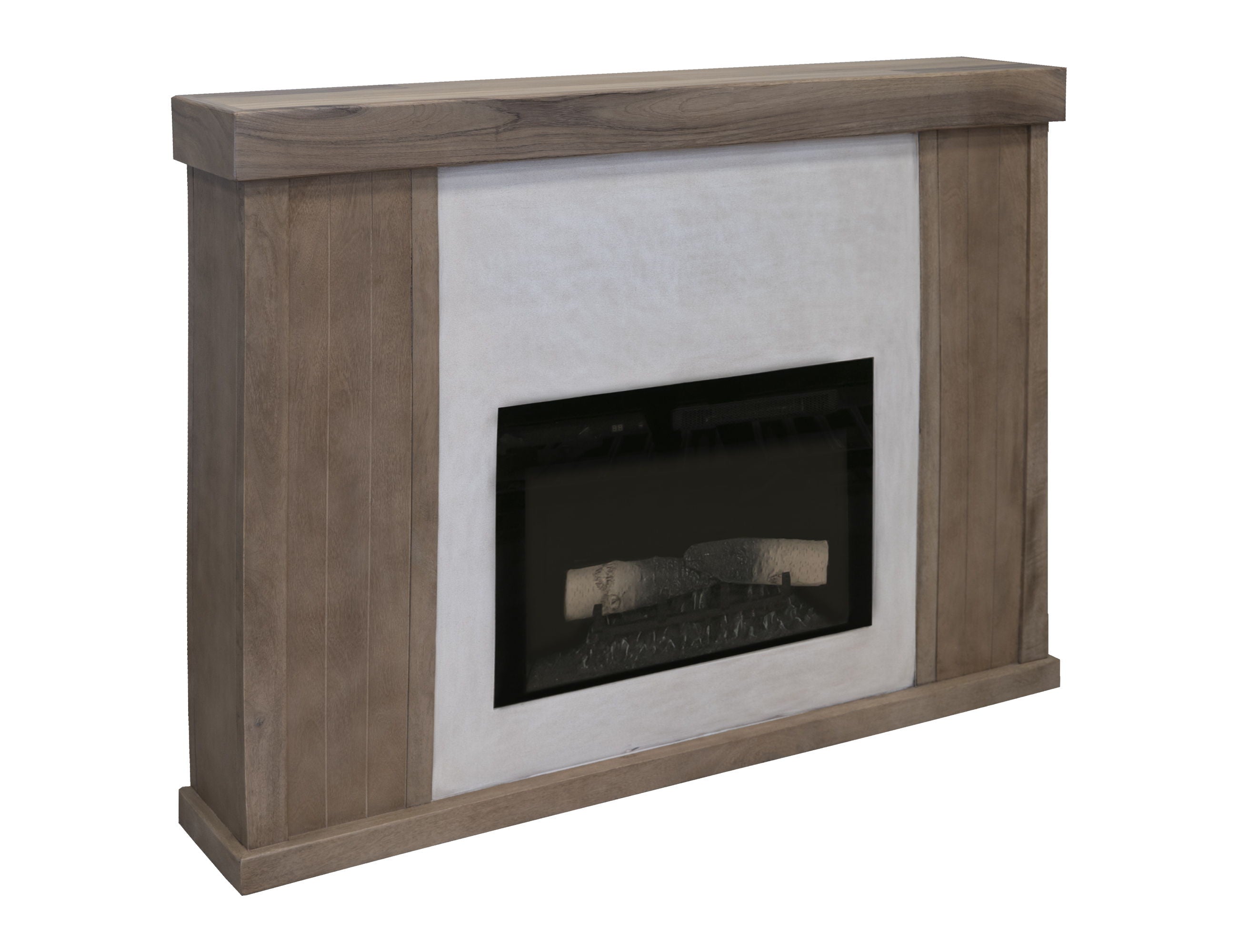 Dark Brown Electric Fireplace in Natural Parota