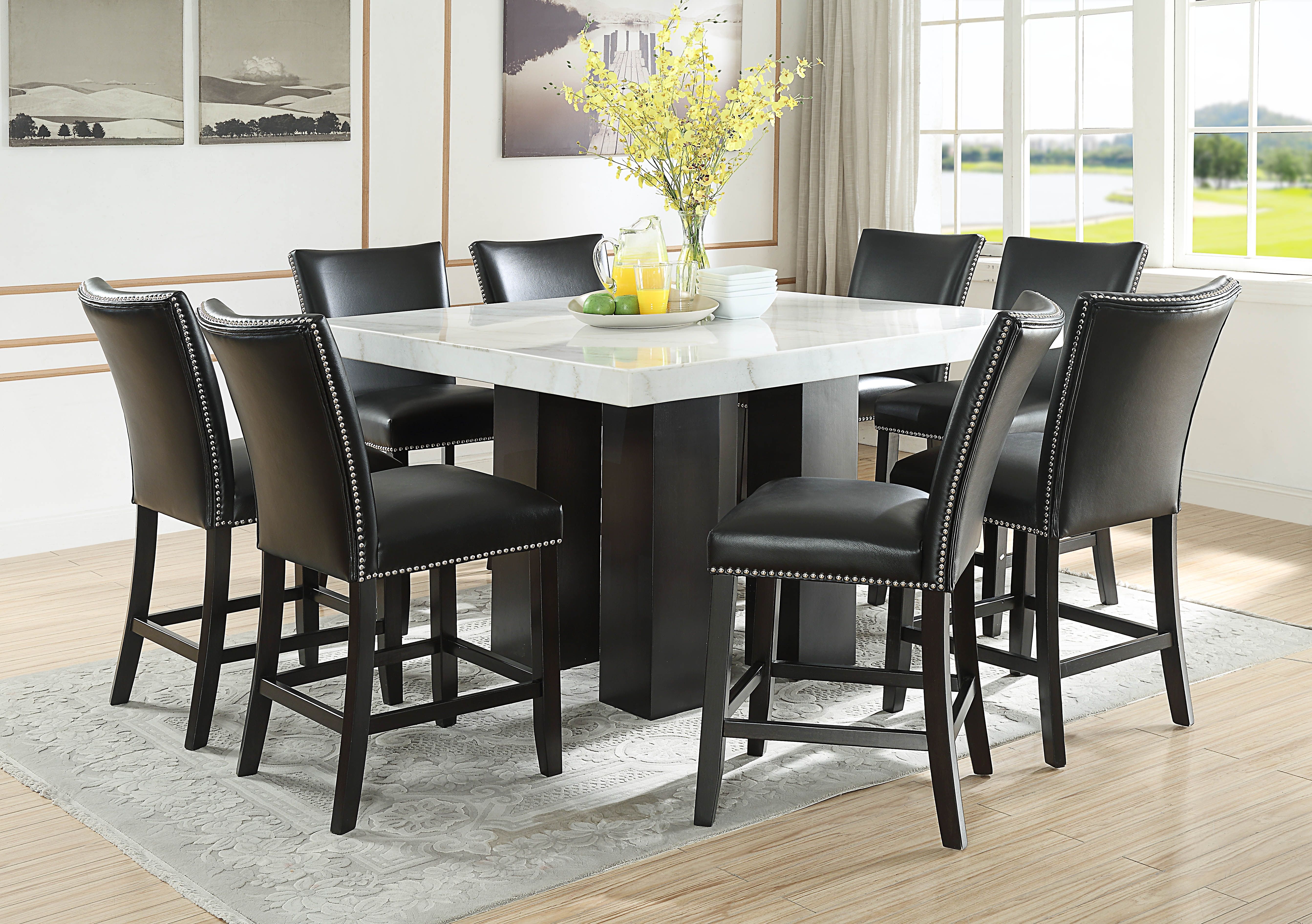 Square Counter Dining Set Camila: White Top for Stylish Mealtimes