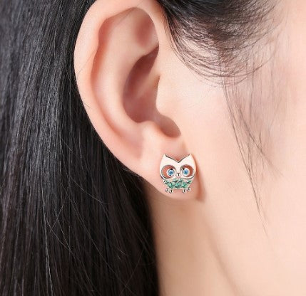 boucle d'oreille ronde hibou