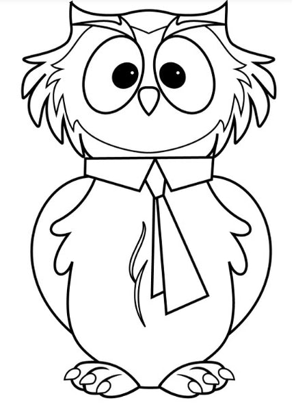 dessin hibou a imprimer prof cravate pour enfants