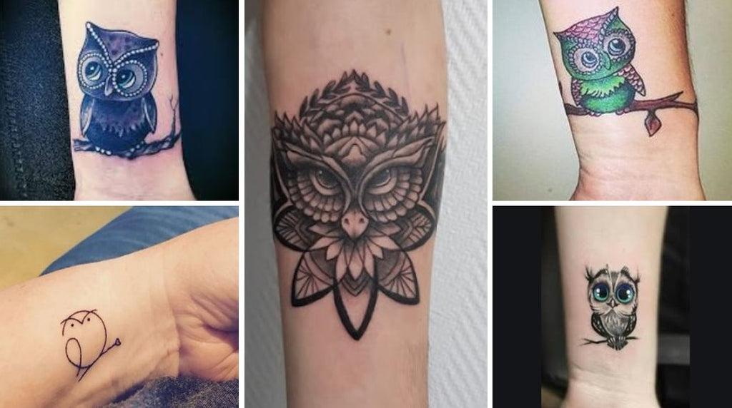 tatouages chouette hiboux poignets femme mandala