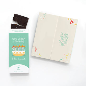 Sweeter Cards Chocolate Bar + Greeting Card in ONE! - Happy Birthday Card - You're a Fire Hazard