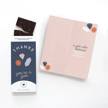 Sweeter Cards Chocolate Bar + Greeting Card in ONE! - Thank You Card with Chocolate Inside - Thanks, You're a Gem!