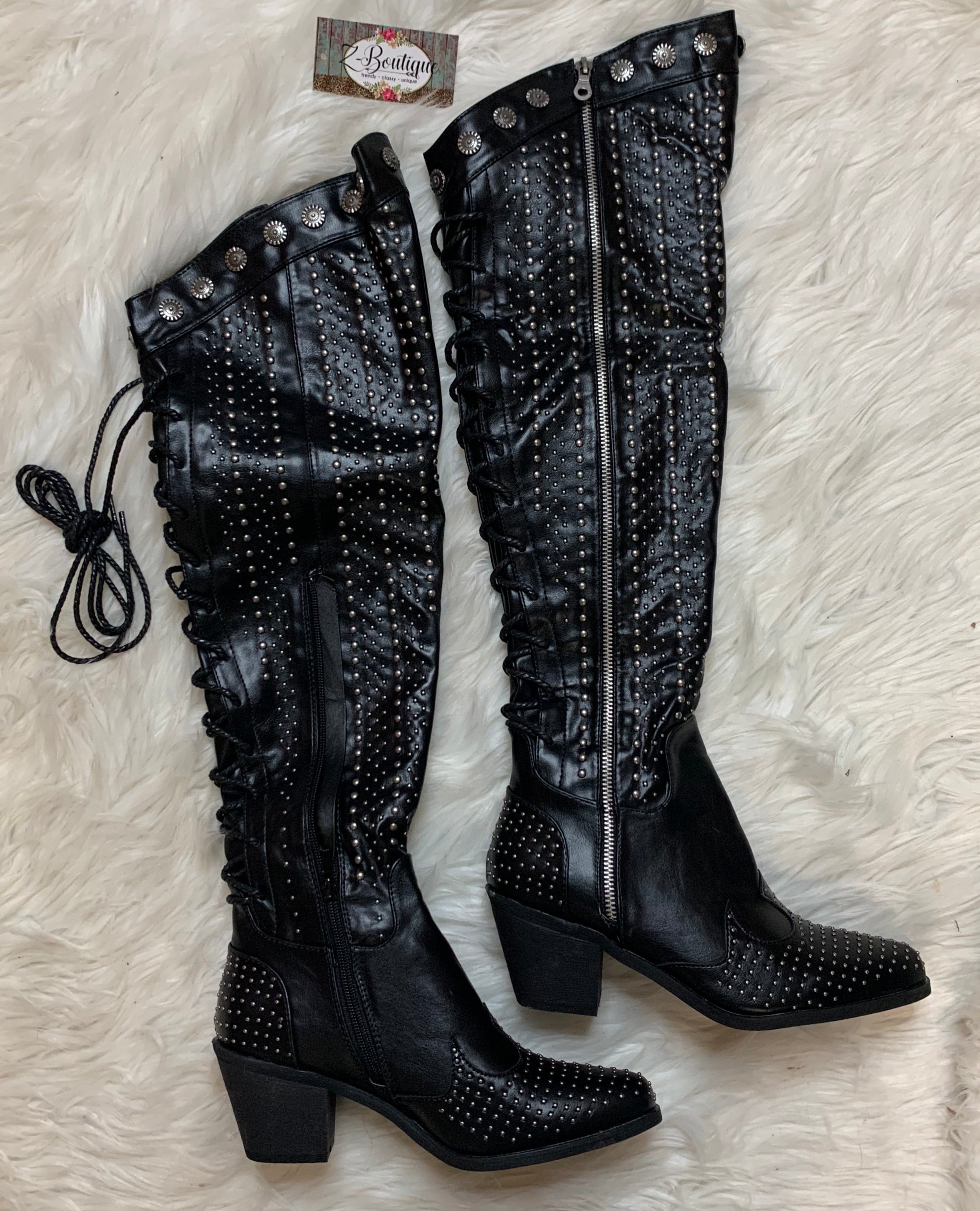 black studed boots