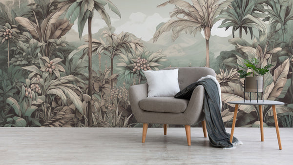 Modern and elegant jungle illustration wallpaper