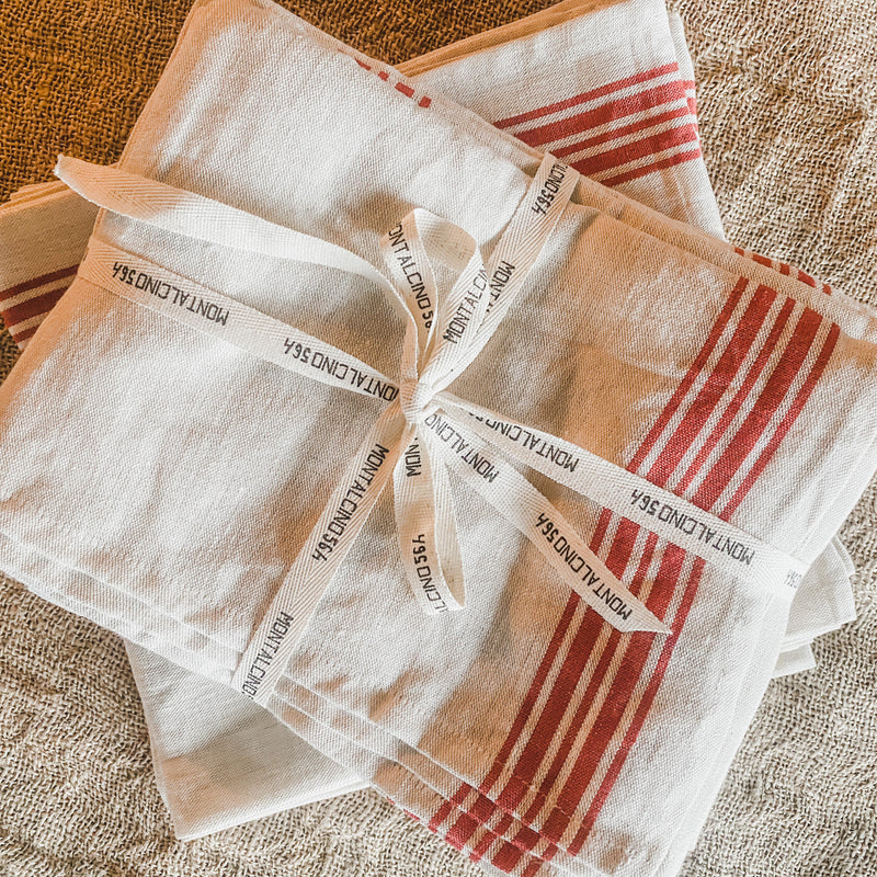 Red Striped Linen Table Runner - Our Italian Table