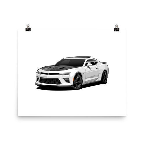 White Camaro Poster