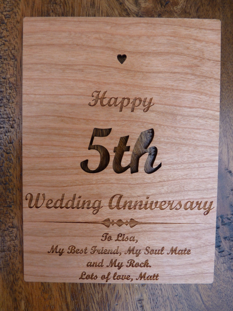  Wooden  5th Wedding  Anniversary  card Personalised Gifts