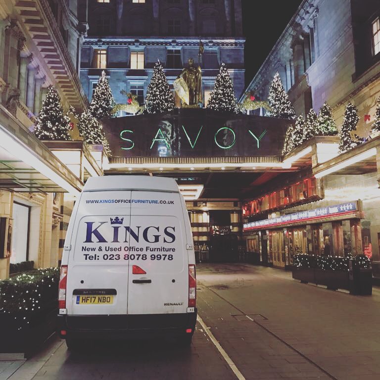 Kings Office Furniture van near Savoy Hotel London