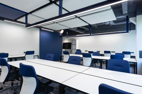 White and blue office furniture