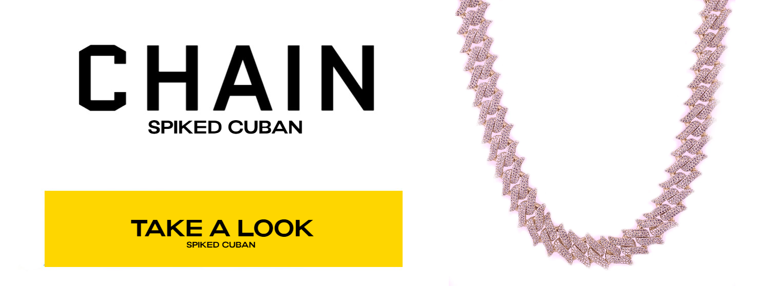 Spiked Cuban Link Chain in Rose Gold