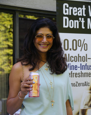 Pooja Batra with H2O Sonoma Soft Seltzer 0.0% Alcohol
